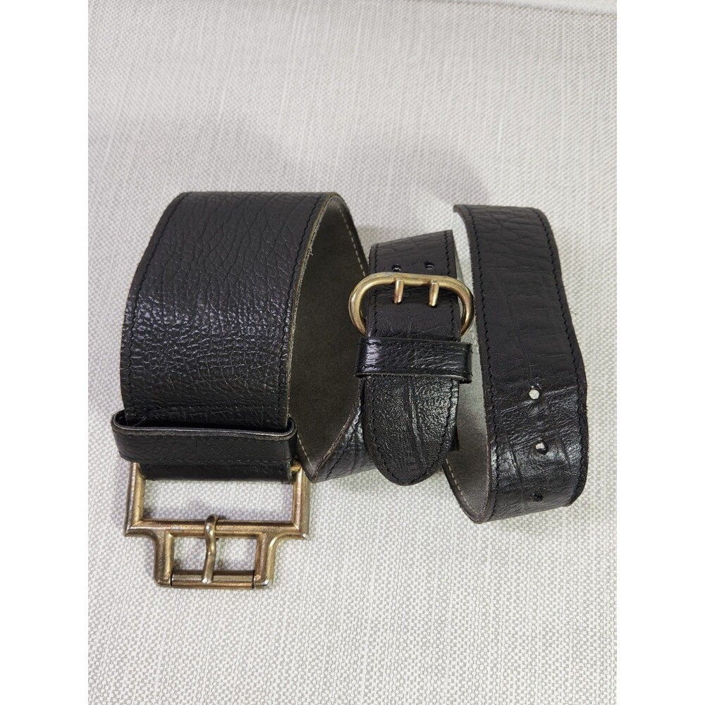 J Le Peleur De Chien Size 75 Wide Leather Belt Black Adjustable France Medium